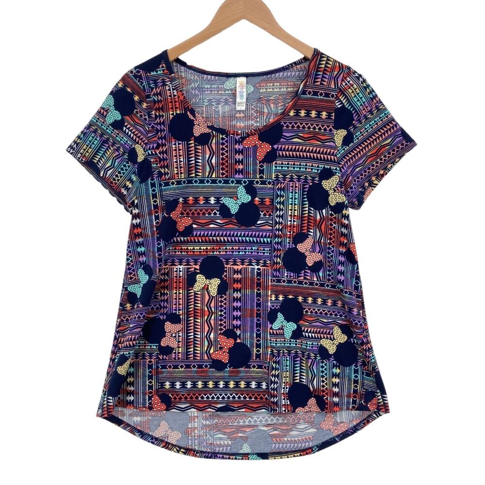 LuLaRoe Women's Multicolor Round Neck Cap Sleeve Pullover Blouse Top Size Small